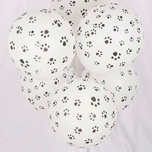 Paw Print Balloons Set of 6 - Dog Animal Theme Black and White
